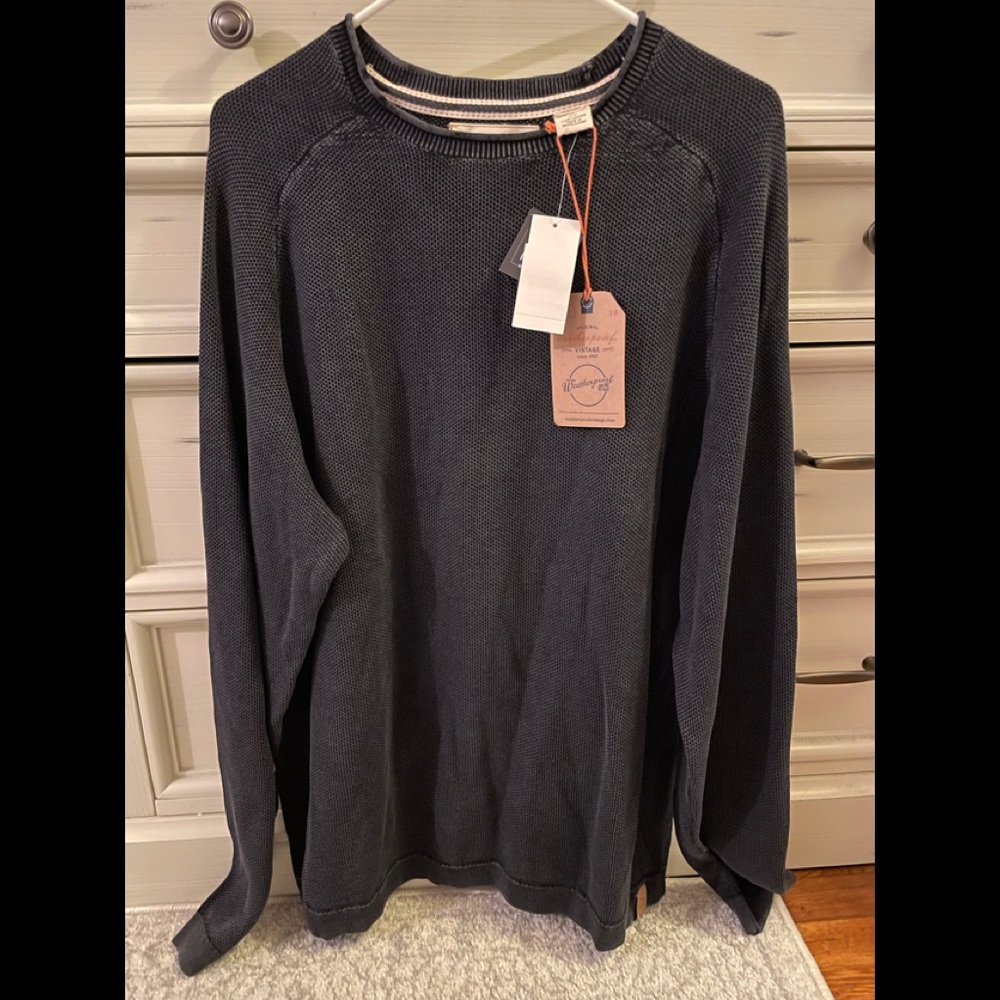 Weatherproof Vintage Weathered Navy Textured Long Sleeve Shirt Size XL NWT